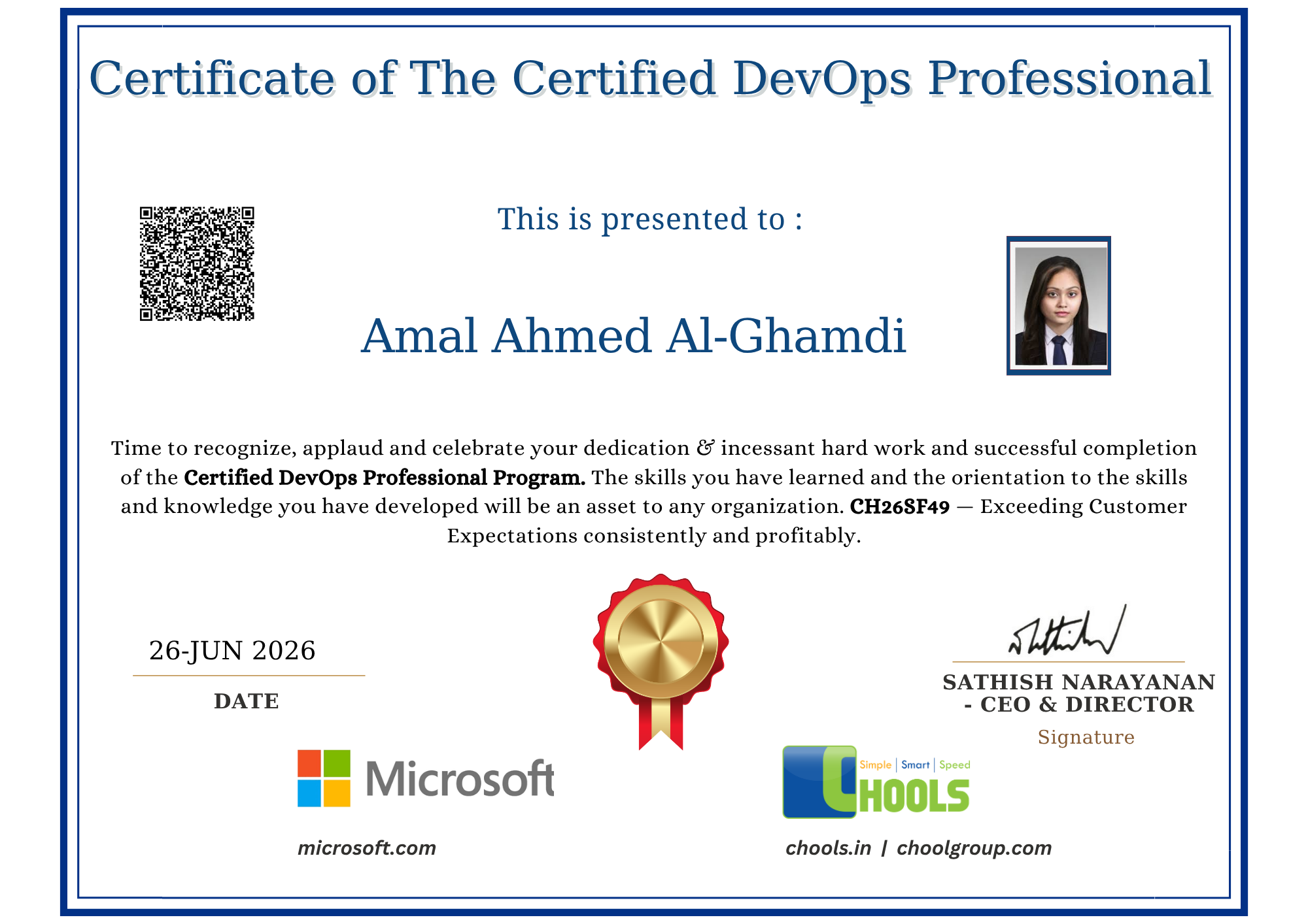 Certified DevOps Professional Program Certificate